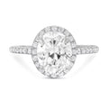 18K White Gold Halo Engagement Ring with Crystal side stones B50636