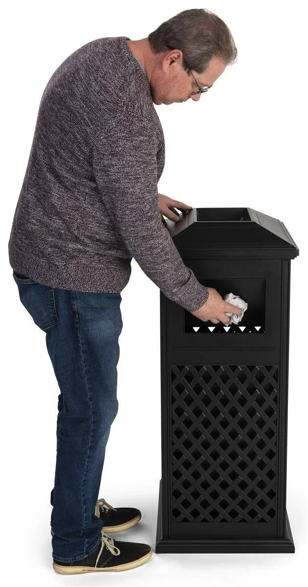 17 Gal Cast Aluminum Black Trash Receptacle F547864
