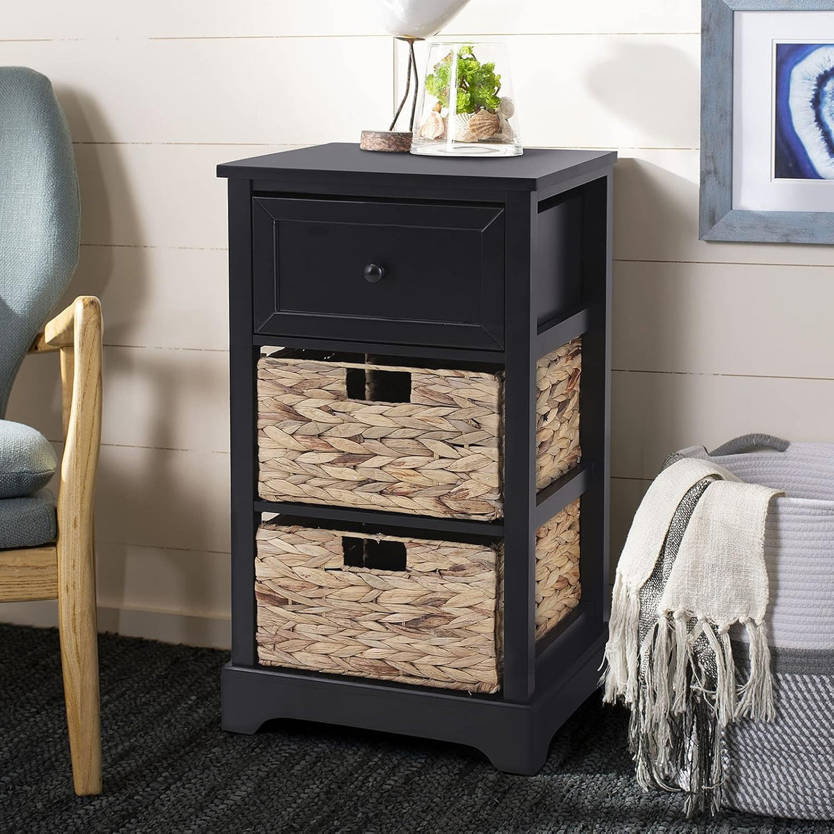 White Storage Cabinet with 1 Drawer & 3 Removable Baskets F733260