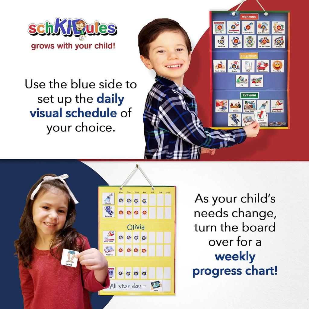 Visual Schedule Magnet Board with 189 Magnetic Picture Cards, Pack of 2 E85570