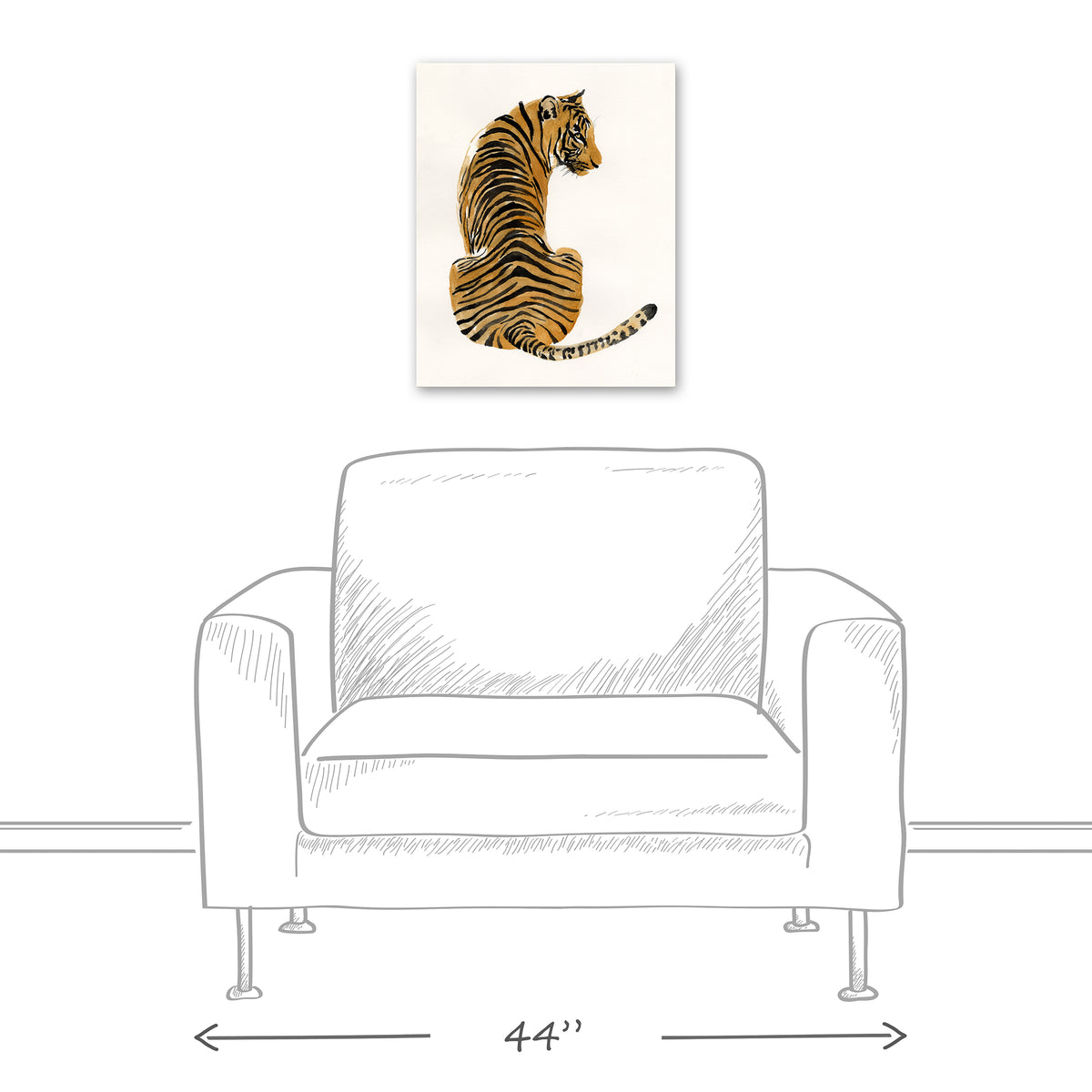 Watercolor Tiger 16x20 Canvas Wall Art M631