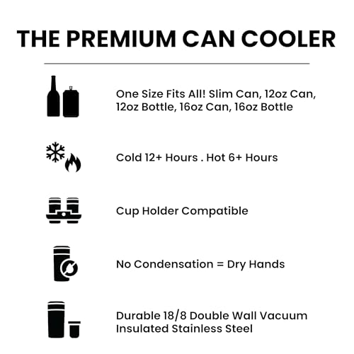 Stainless Steel Can Cooler for 12 oz & 16 oz Cans & Bottles K30374