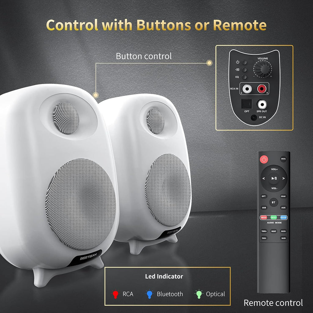 Bookshelf Speakers with Bluetooth 5.0 and Optical Input Y30177