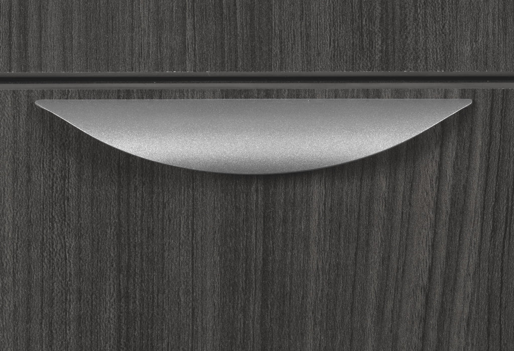 71 in. Hi-Low Bow Front L Desk Shell Ash Grey H730
