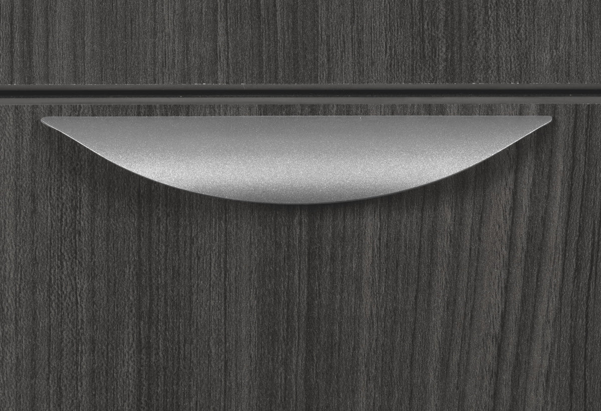 71 in. Hi-Low Bow Front L Desk Shell Ash Grey H730