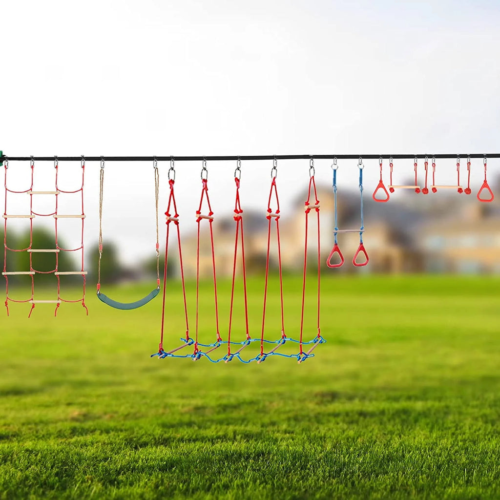 60ft Ninja Warrior Obstacle Course for Kids with Carry Bag H169468