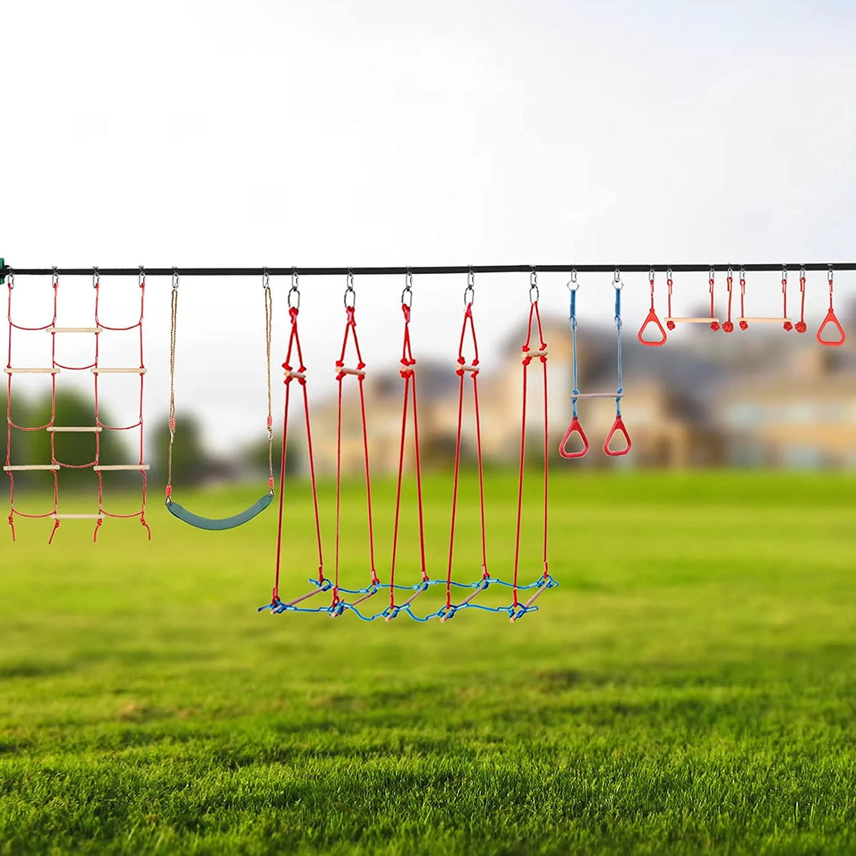 60ft Ninja Warrior Obstacle Course for Kids with Carry Bag H169468