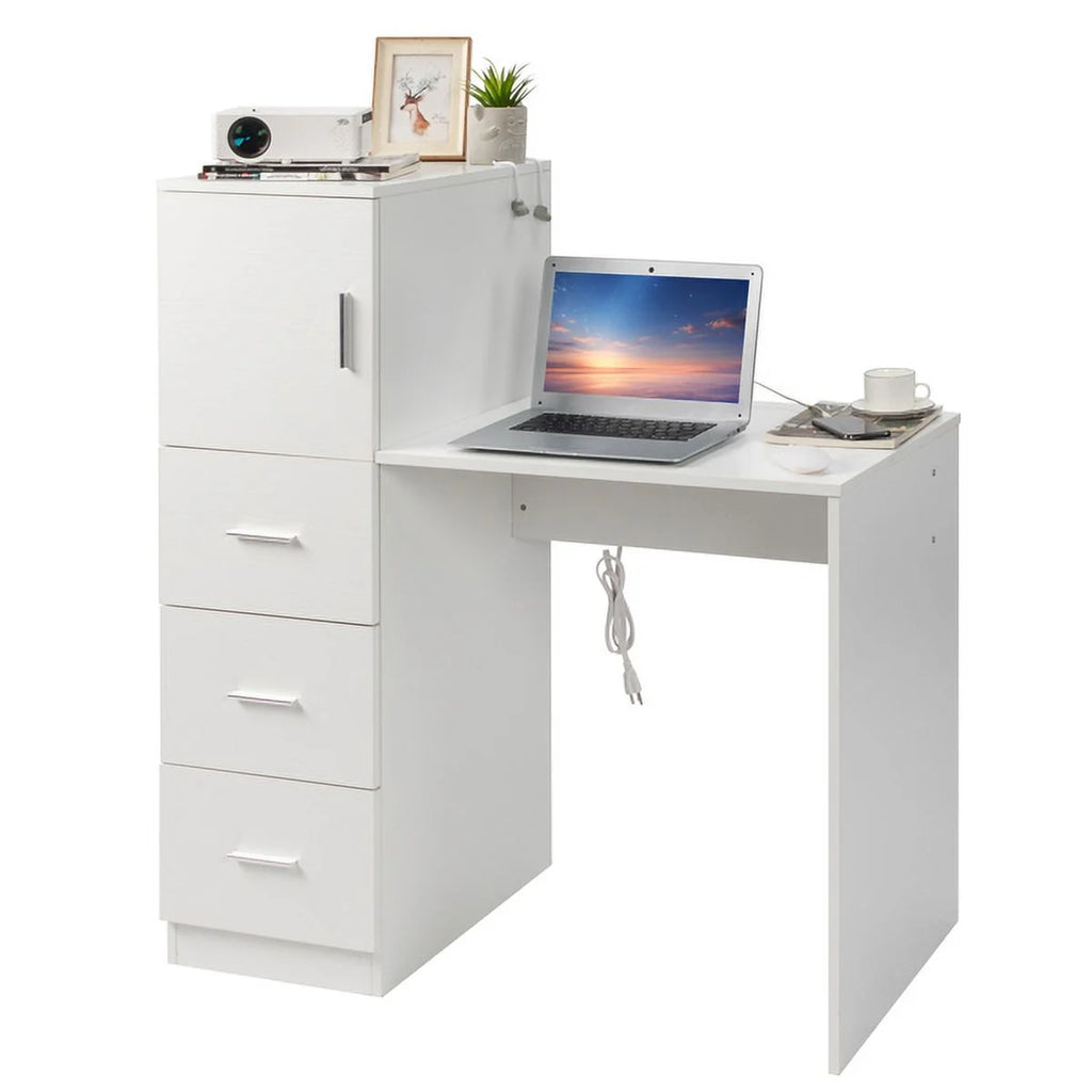 White Office Desk with 3 Storage Drawers J782779