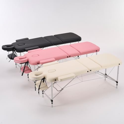 Portable Aluminum Alloy 3 Folding Massage Table with Backrest White Z983191