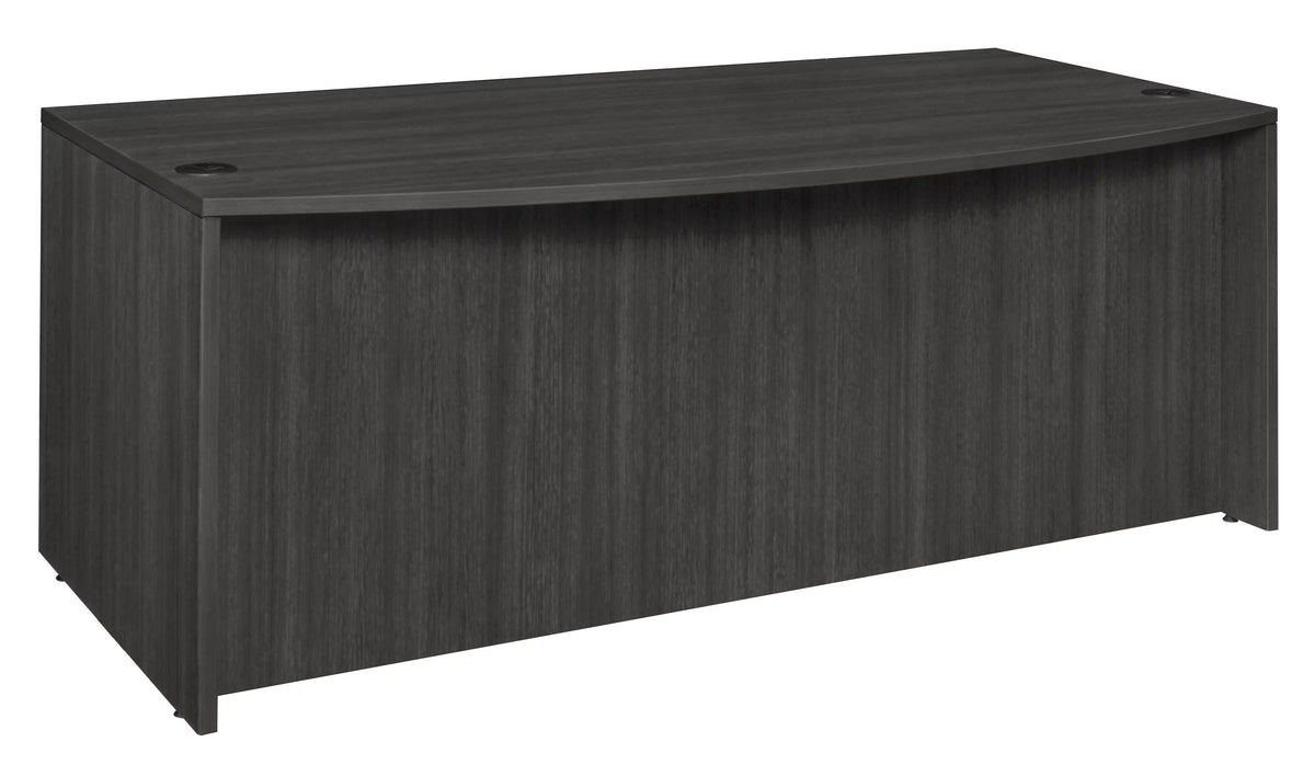 71 in. Hi-Low Bow Front L Desk Shell Ash Grey H730