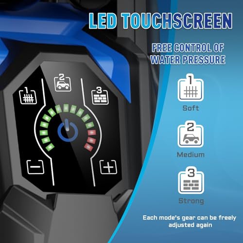 Electric Pressure Washer 5000PSI-Max 3.6GPM Touch Screen 4 Nozzles Blue A693