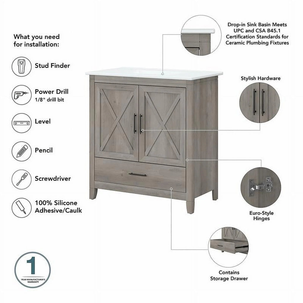 Driftwood Gray Bathroom Vanity with Sink J609