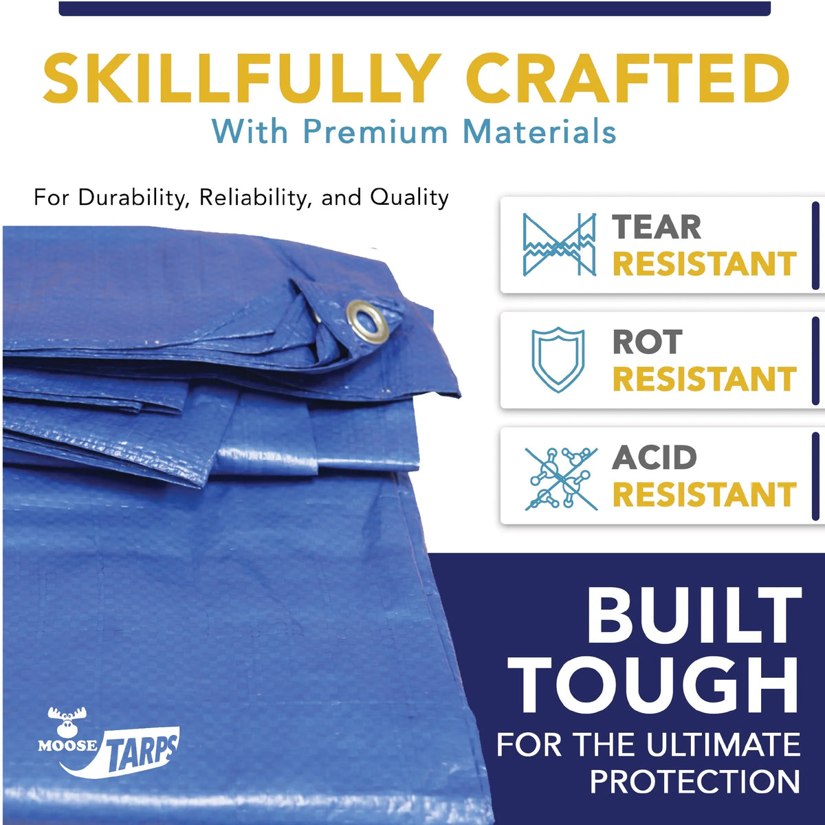 15' x 15' Waterproof Blue Poly Tarp with Grommets W36203