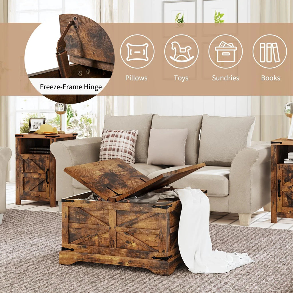 Square Wood Coffee Table with Storage Y99022