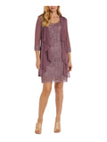Pink Beaded Glitter Sleeveless Scoop Neck Shift Dress Petites 12P D148