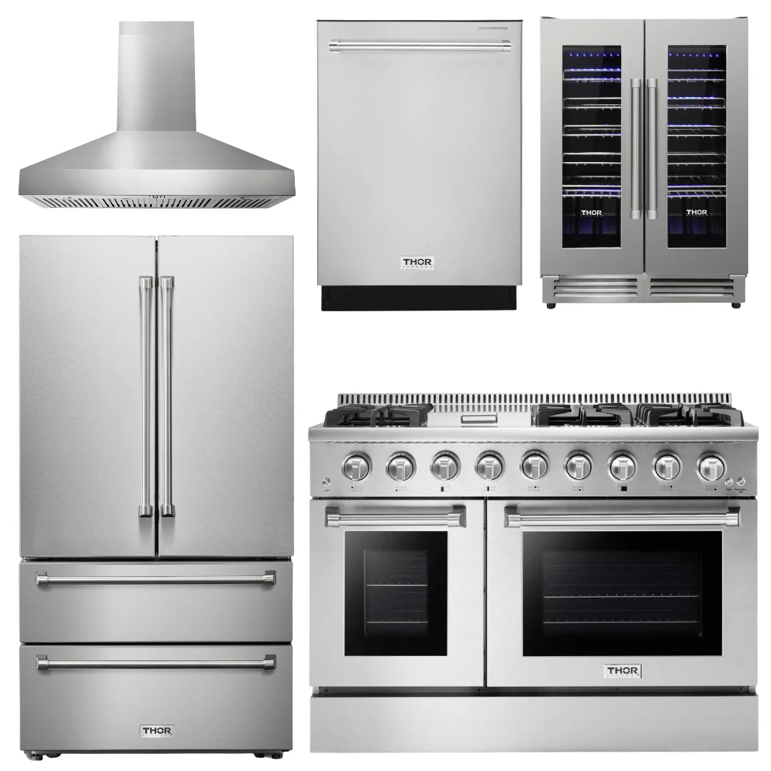 48 Propane Gas Range, Range Hood, Refrigerator, Dishwasher, Wine Cooler W134