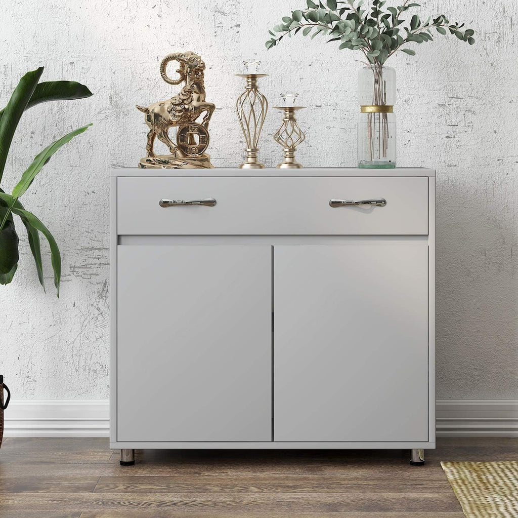 White Buffet Cabinet with 2 Doors and 1 Drawer N826467