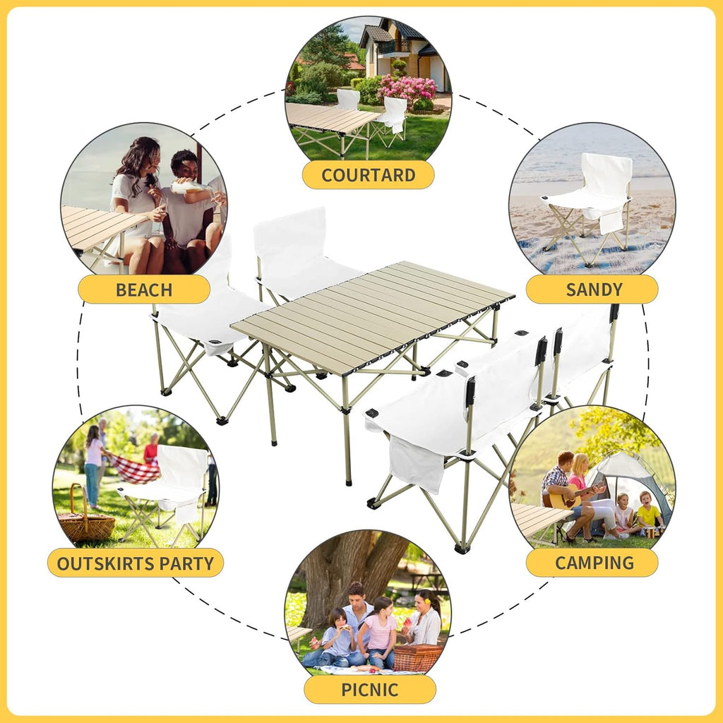 Outdoor Folding Picnic Table and Chairs Set for 4 with Carry Bag Q8372