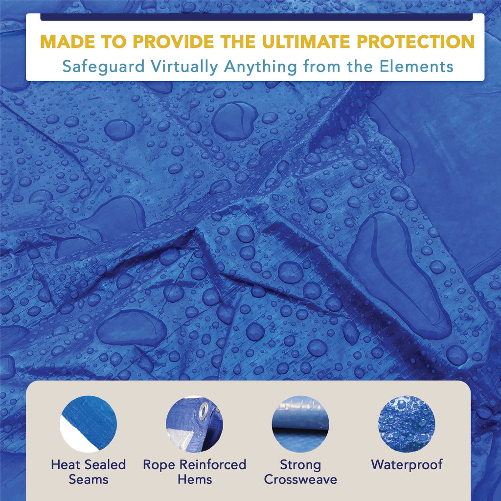 15' x 15' Waterproof Blue Poly Tarp with Grommets W36203