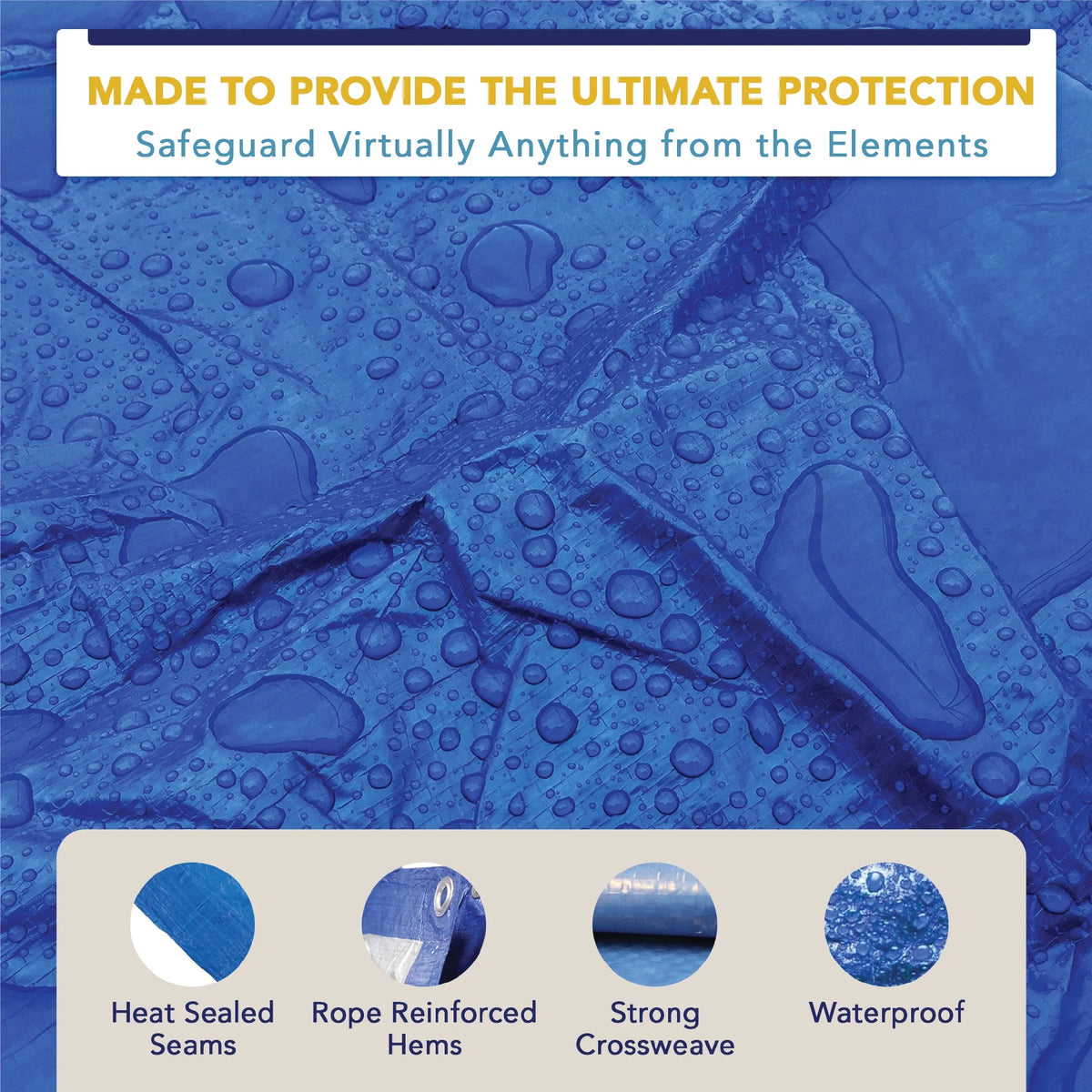 15' x 15' Waterproof Blue Poly Tarp with Grommets W36203