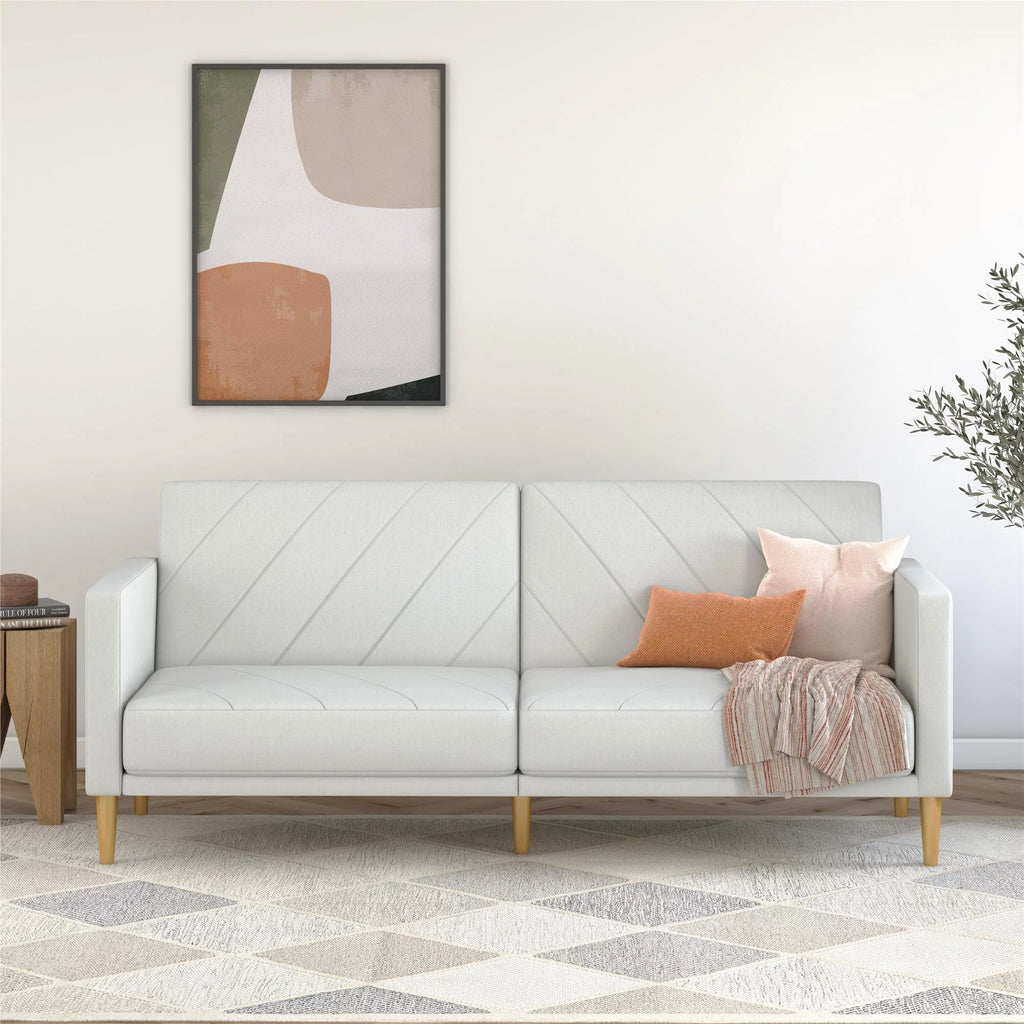Light Gray Linen Futon Sofa Bed W92138
