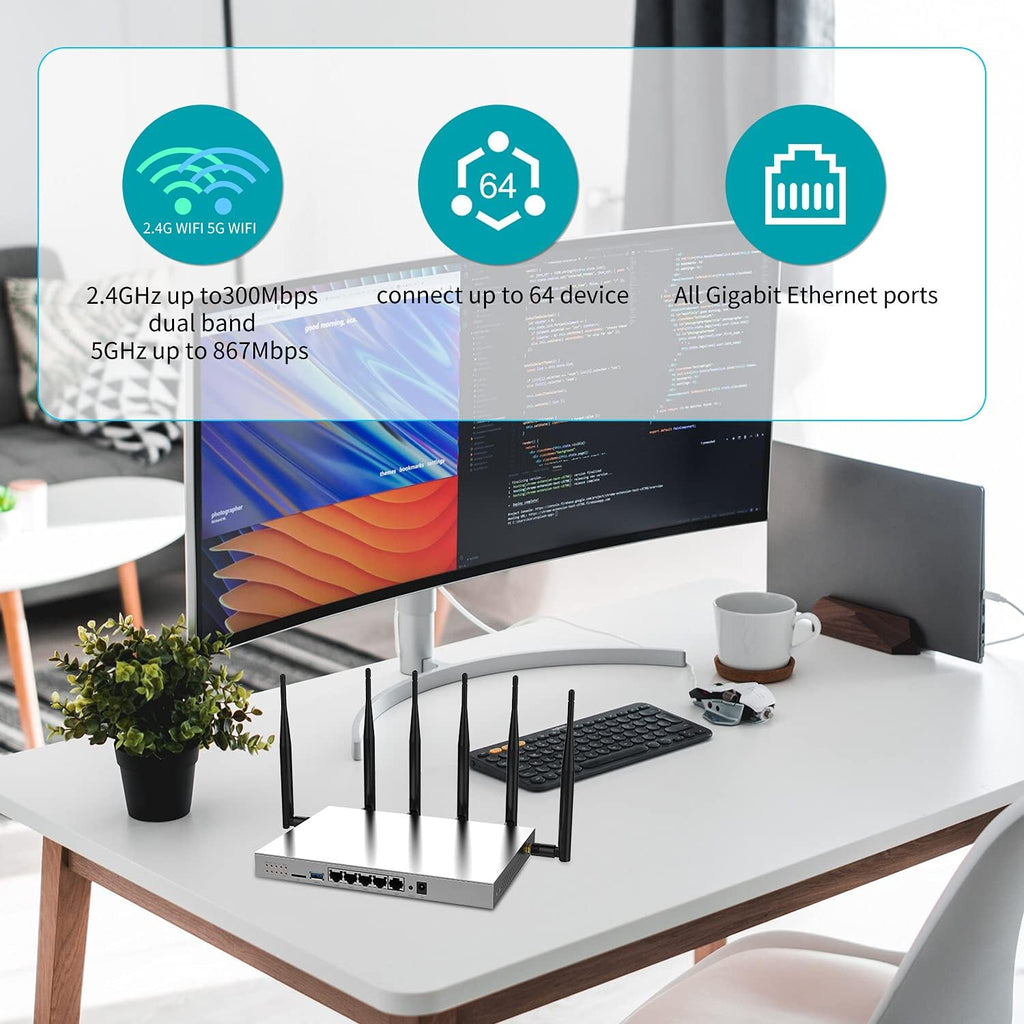 4G LTE AC1200 Dual Band Gigabit WiFi Router with SIM Card Slot USB 3.0 M4376