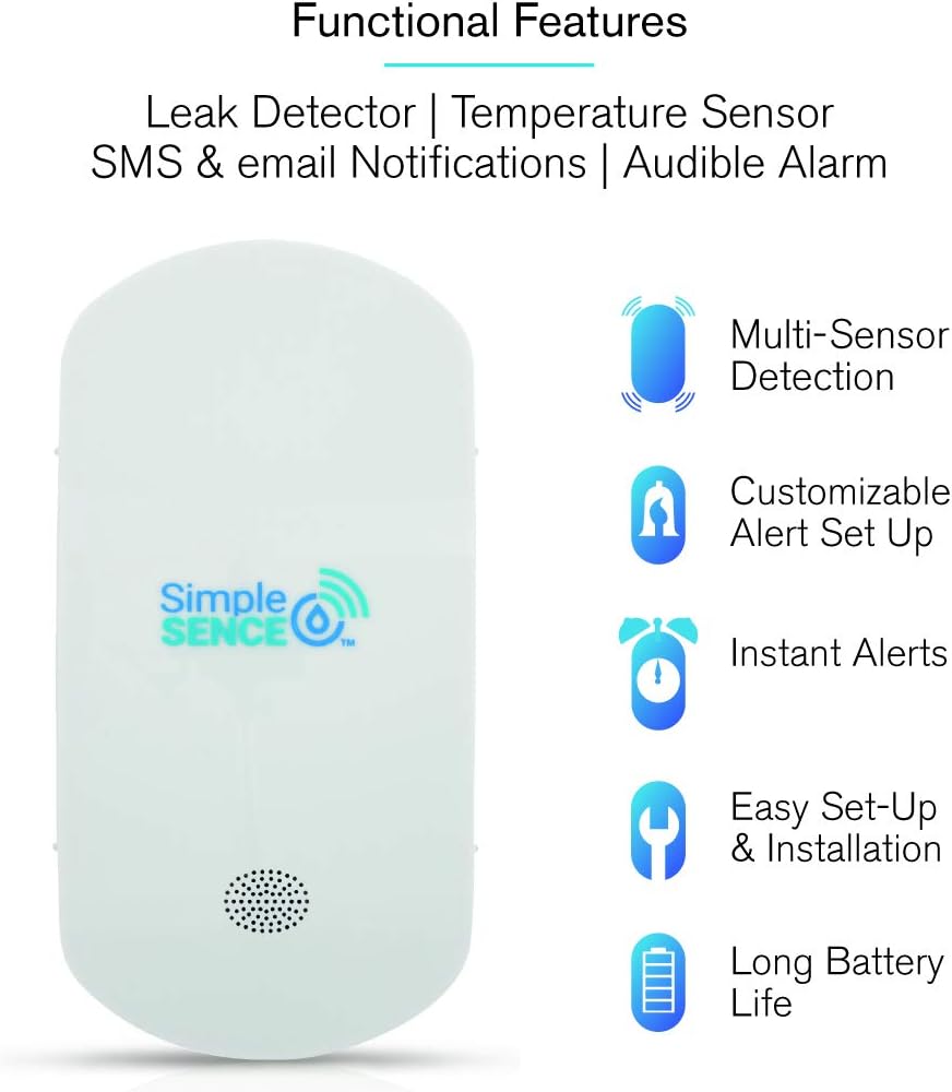 Smart WiFi Water Leak and Freeze Detector with Audible Alarm (1 Pack) K6402