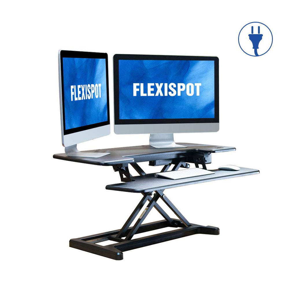 Black electric standing desk converter J148