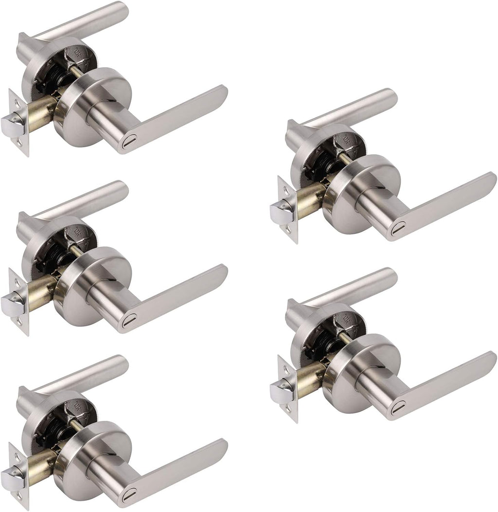 Satin Nickel Privacy Door Lever Interior Door Handles 5 Pack T462462