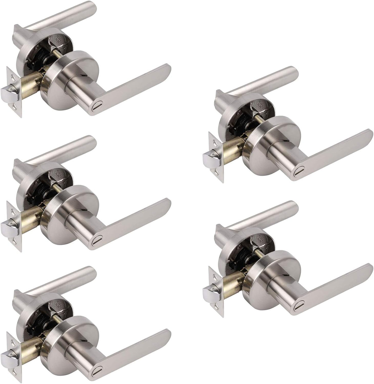 Satin Nickel Privacy Door Lever Interior Door Handles 5 Pack T462462
