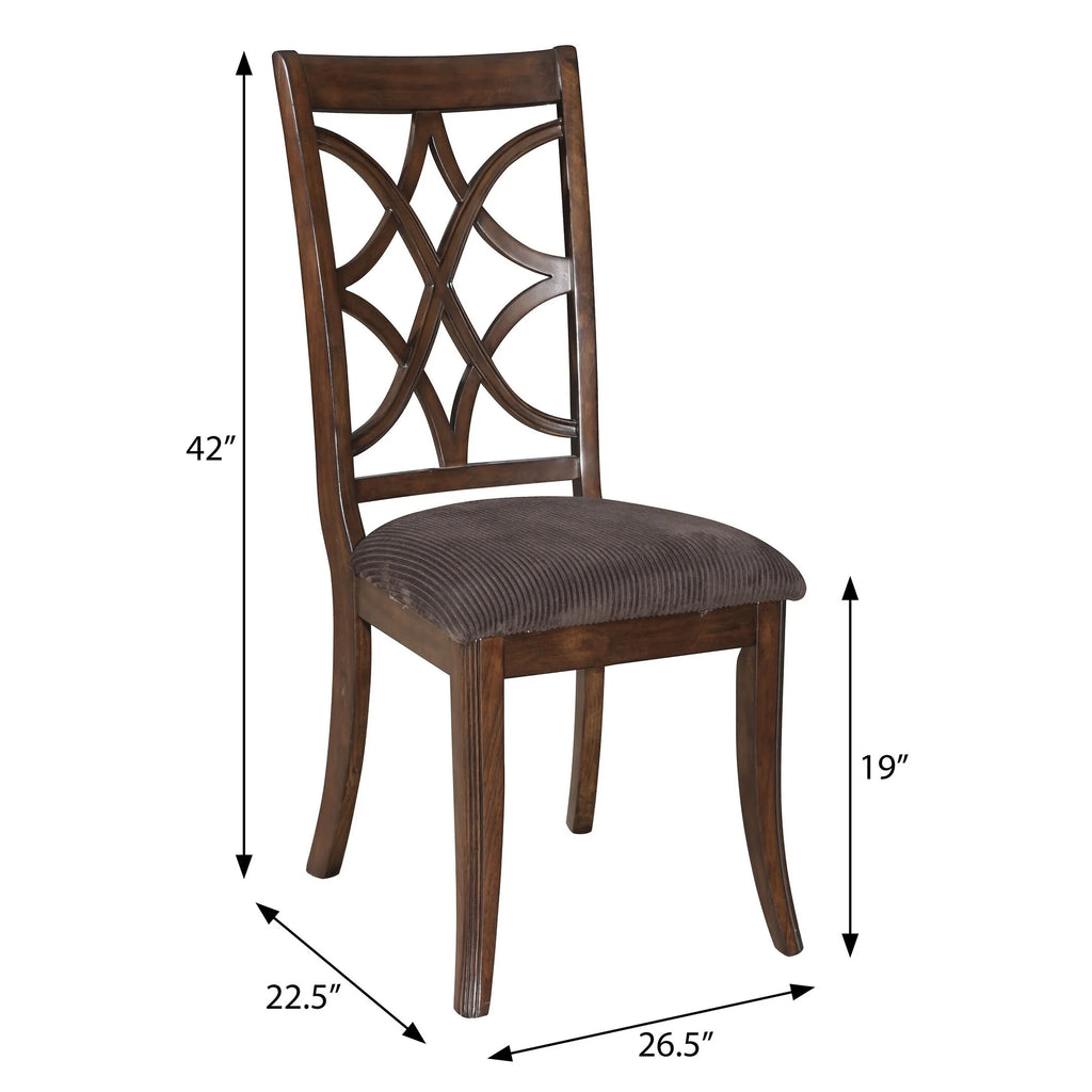 Brown and Dark Walnut Cross Back Side Chairs Set of 2 V280