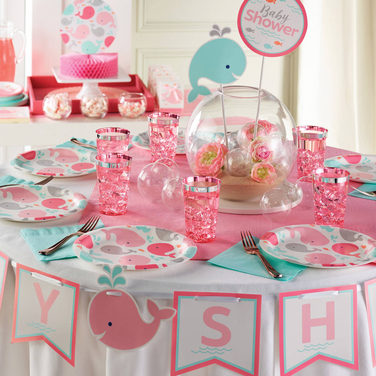 Pink Baby Whale Hanging Cutouts, 3 pk F235747
