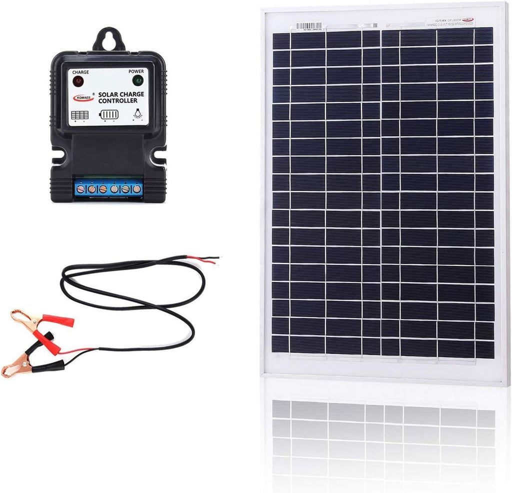 20 Watts 12Volts Polycrystalline Solar Panel with 3Amp Solar Charge Controller and 3ft Crocodile Clip Cables T412721