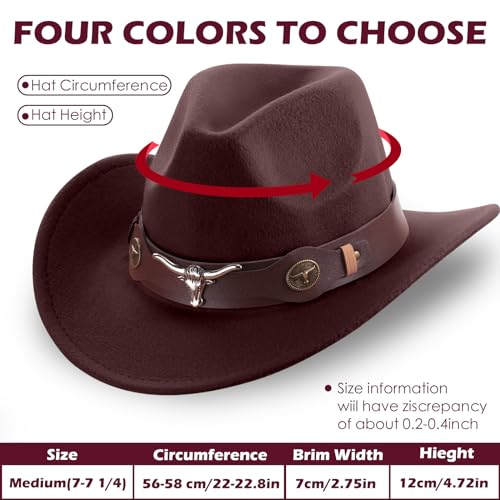 4 Pcs Felt Wide Brim Cowboy Hat D6531