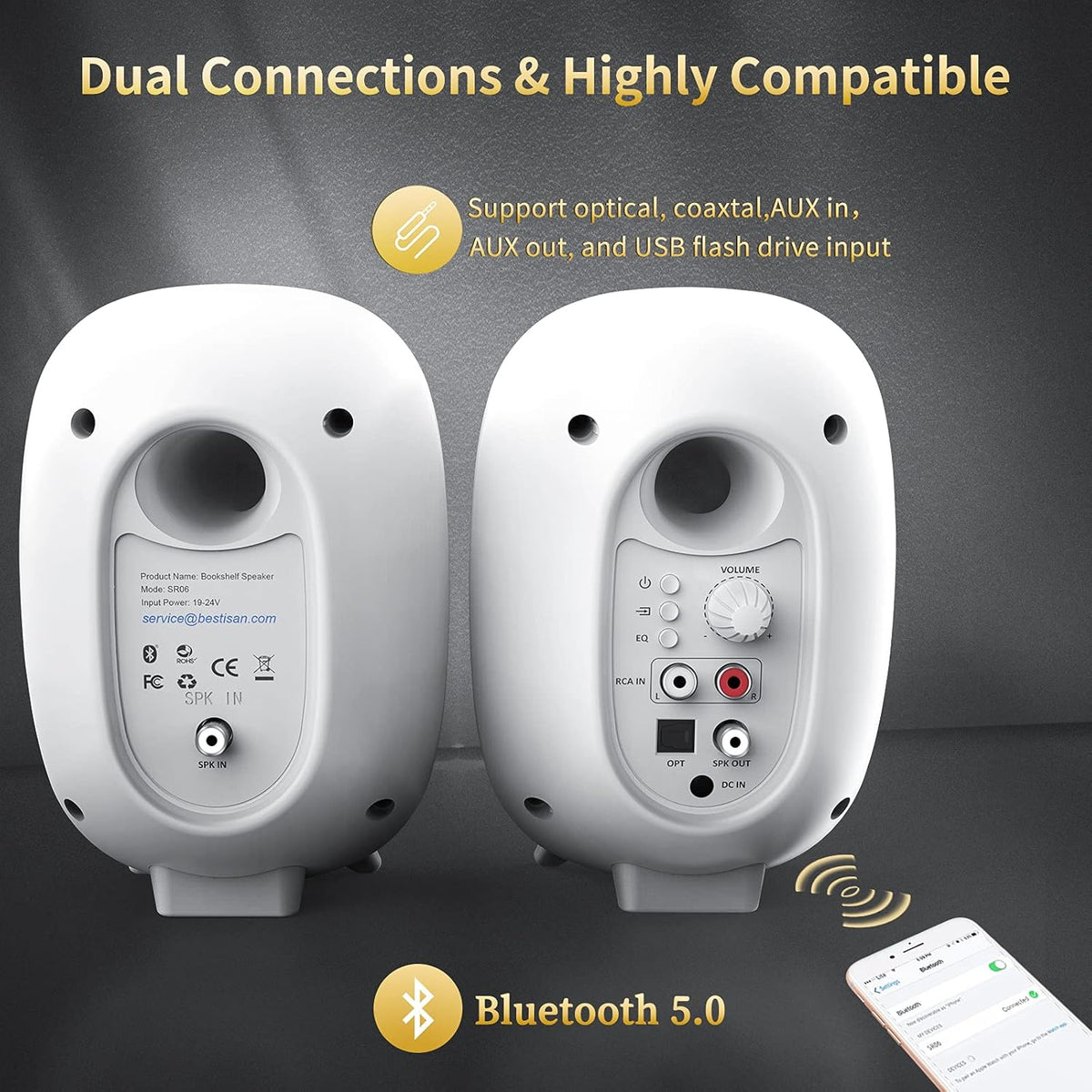 Bookshelf Speakers with Bluetooth 5.0 and Optical Input Y30177