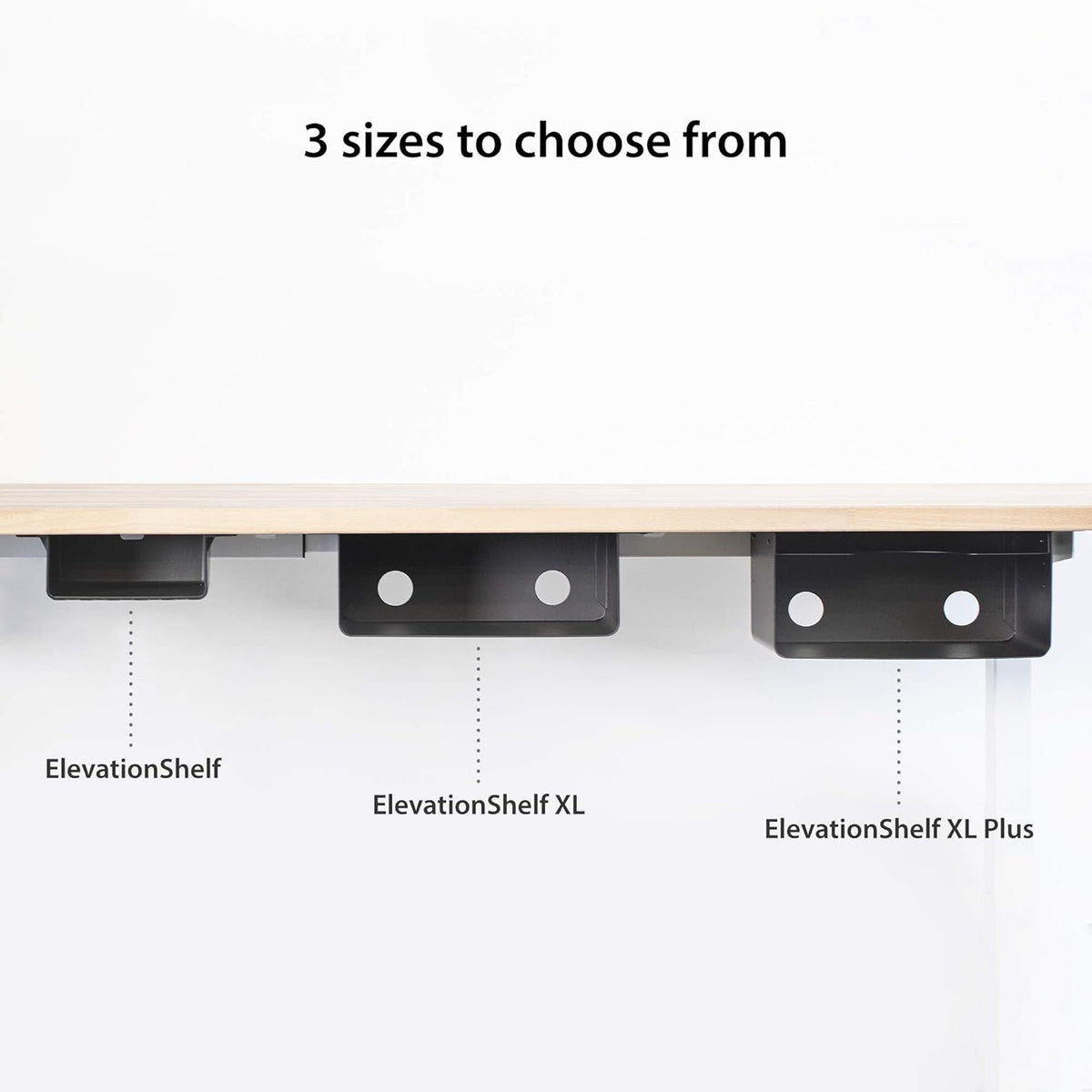 Welded Steel Matte Black Under Desk Storage Shelf Pack of 2 A136