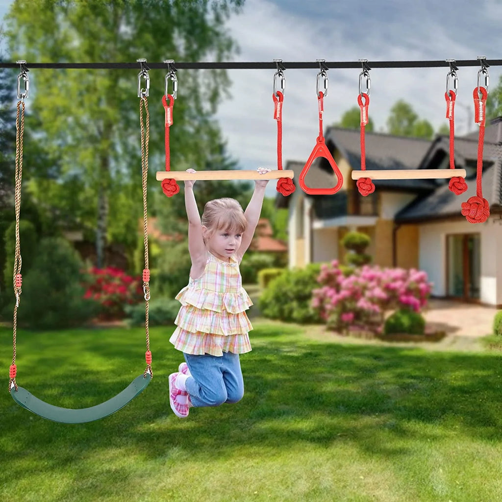 60ft Ninja Warrior Obstacle Course for Kids with Carry Bag H169468