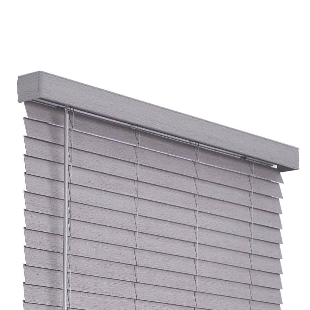 Cordless Gray Faux Wood Room Darkening Horizontal Blinds O108