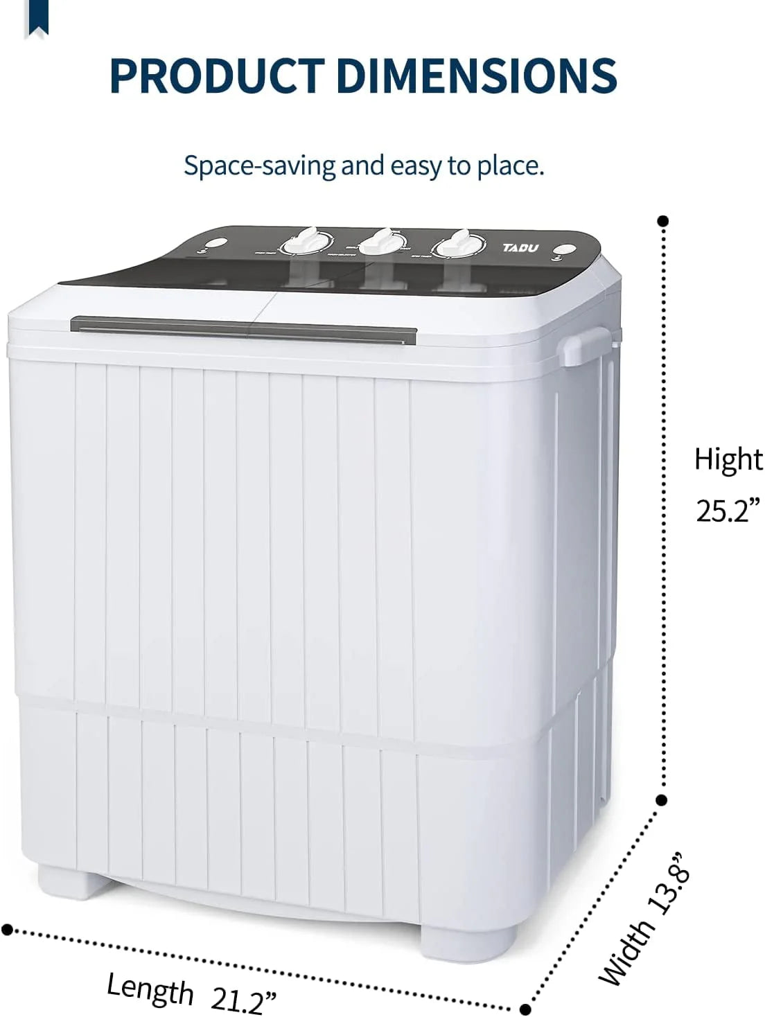 16.5lbs Compact Twin Tub Portable Washing Machine D377