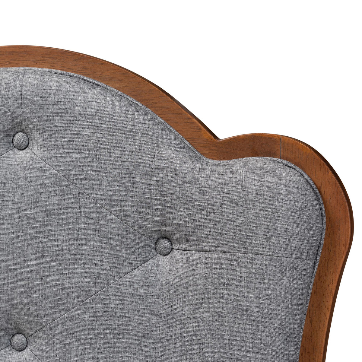 Grey Fabric and Walnut Brown Wood King Size Headboard I421459