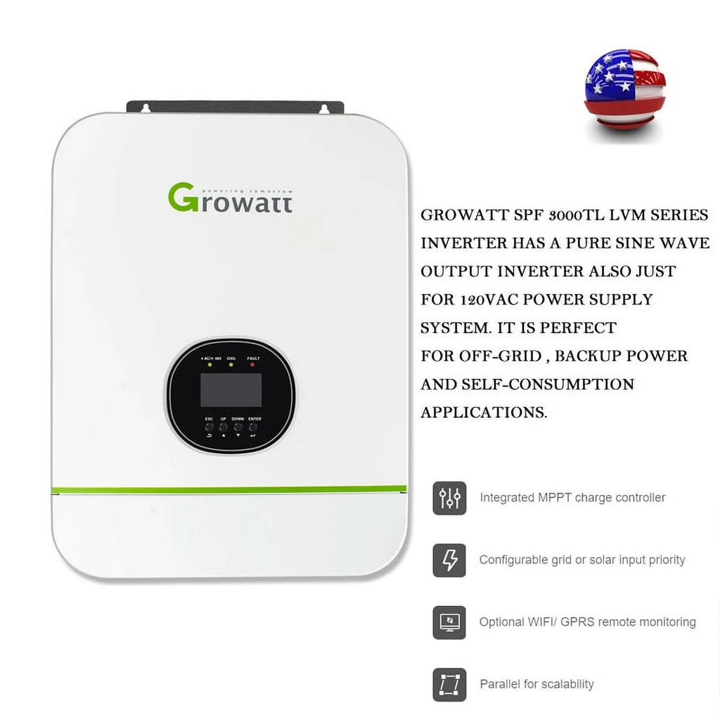 3000W Split Phase Solar Inverter 48V Pure Sine Wave MPPT 80A C874