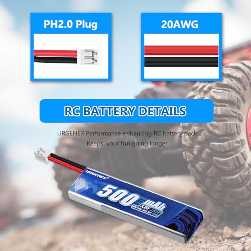 1S 500mAh 3.8V HV Lipo Battery 80C RC Drone Battery with PH2.0 Plug H476972