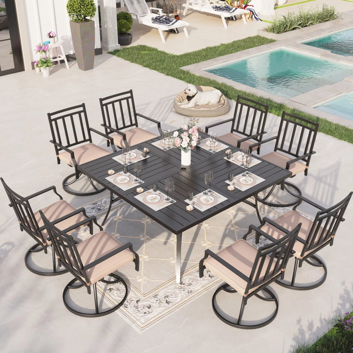 9 Piece Outdoor Metal Patio Dining Set S1400