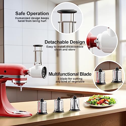 Slicer Shredder Attachment for Kitchenaid Stand Mixer with 3 Blades D631