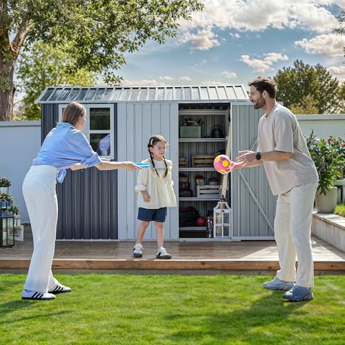 8x6ft Metal Outdoor Storage Shed with Window P433210
