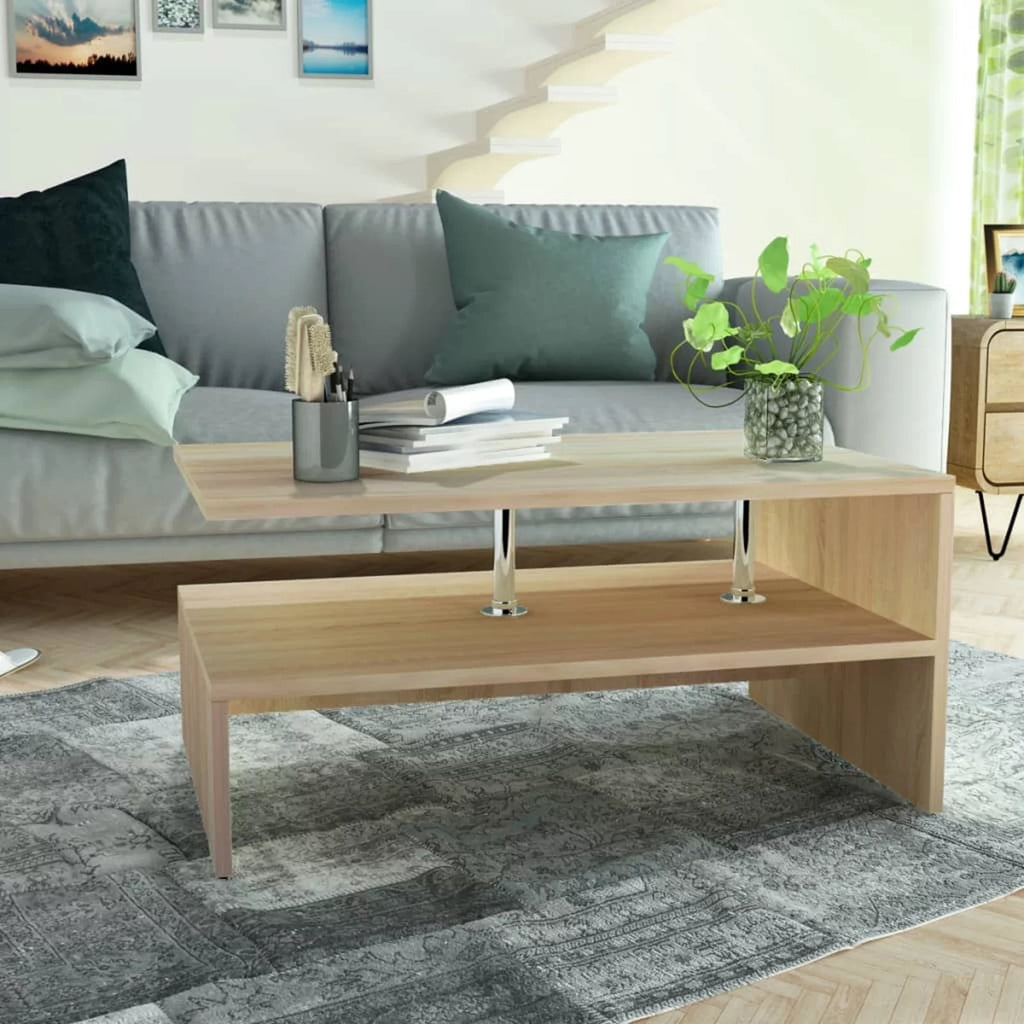 Oak Coffee Table with Storage Shelf U902
