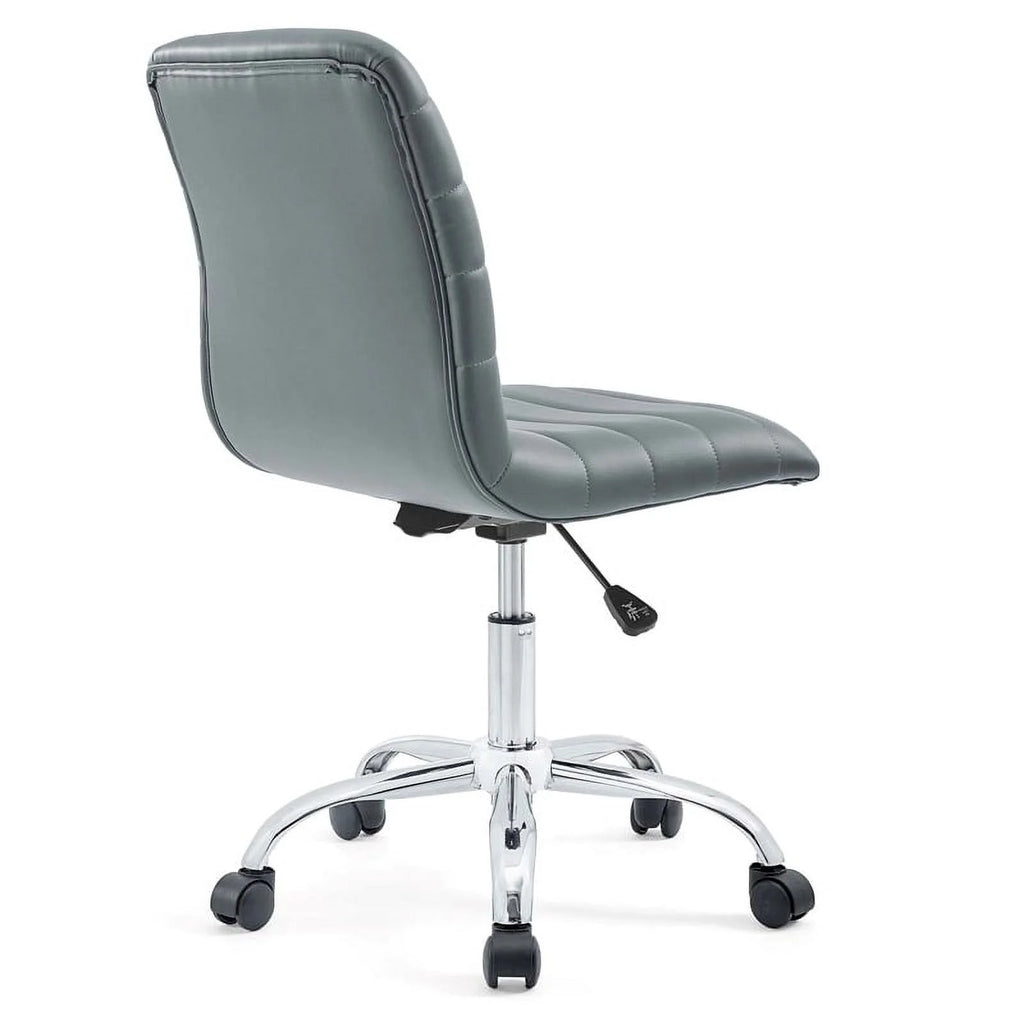 Gray Vinyl Nylon Mid-Back Armless Swivel Office Chair O32532
