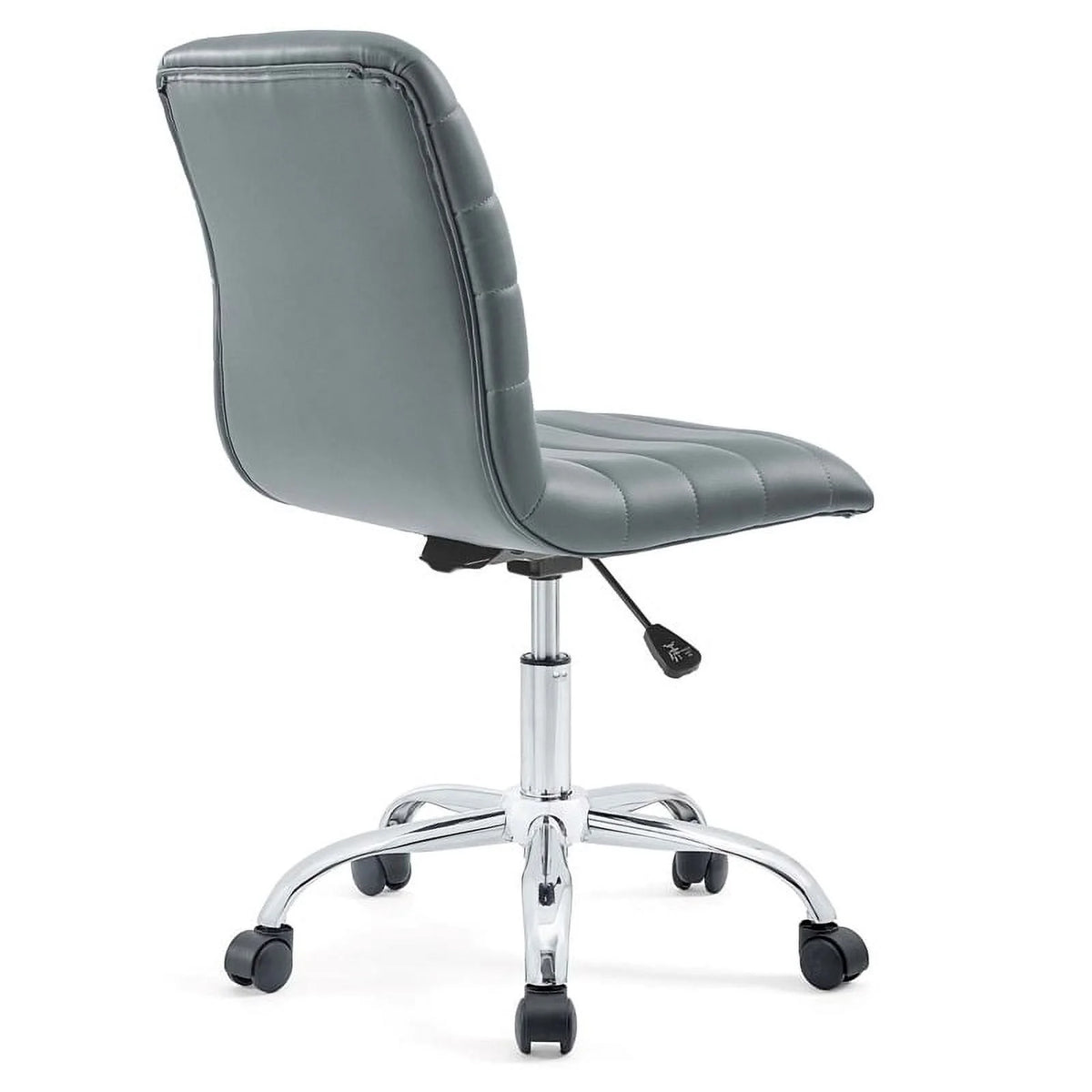 Gray Vinyl Nylon Mid-Back Armless Swivel Office Chair O32532