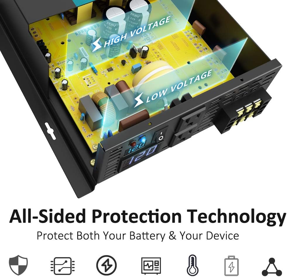 3000W Pure Sine Wave Inverter 24V DC to 120V AC 60HZ with LED Display L648781