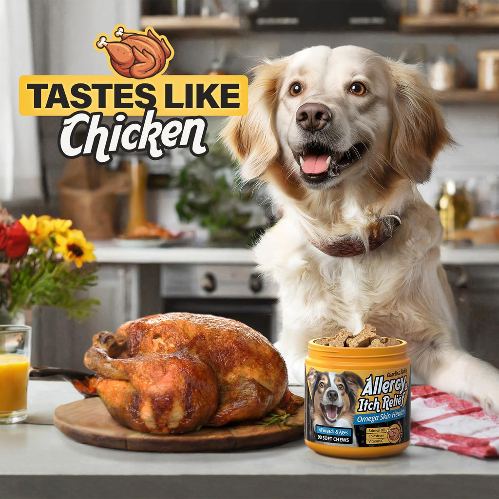 90 Soft Chews Chicken Flavor Dog Allergy Chews with Omega 3 Fish Oil G41193